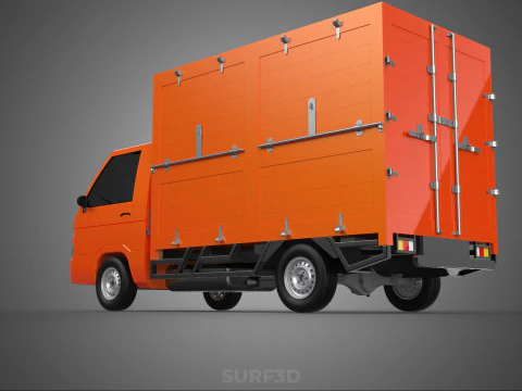 ORANGE PACKAGE MAIL POST SERVICE DELIVERY PARCEL BOX TRUCK VAN 3D Model