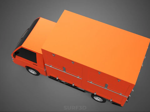 ORANGE PACKAGE MAIL POST SERVICE DELIVERY PARCEL BOX TRUCK VAN 3D Model