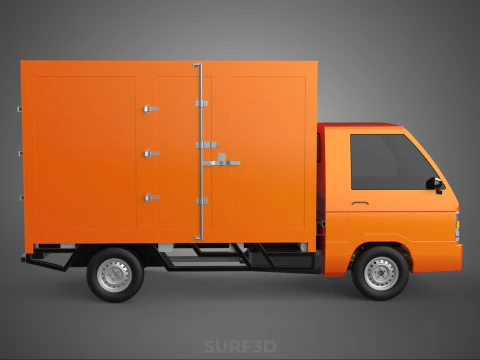 ORANGE PACKAGE MAIL POST SERVICE DELIVERY PARCEL BOX TRUCK VAN 3D Model