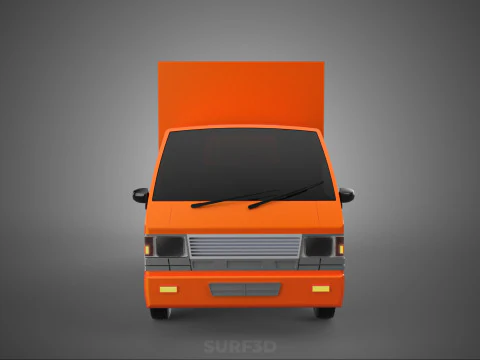 ORANGE PACKAGE MAIL POST SERVICE DELIVERY PARCEL BOX TRUCK VAN 3D Model