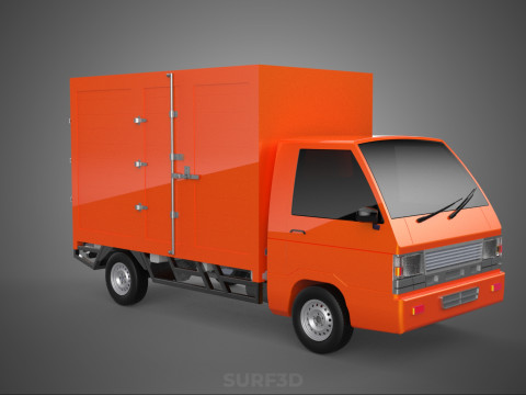 ORANGE PACKAGE MAIL POST SERVICE DELIVERY PARCEL BOX TRUCK VAN 3D 模型