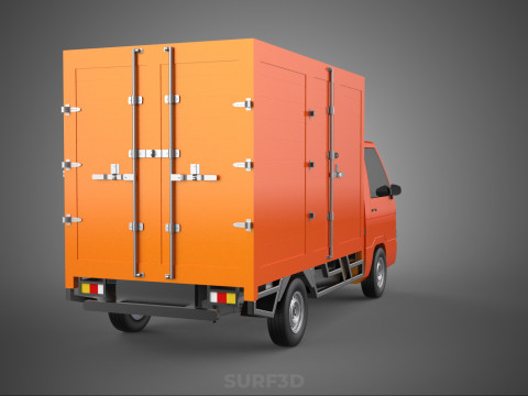 ORANGE PACKAGE MAIL POST SERVICE DELIVERY PARCEL BOX TRUCK VAN 3D 模型