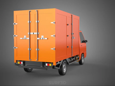 ORANGE PACKAGE MAIL POST SERVICE DELIVERY PARCEL BOX TRUCK VAN 3D Model