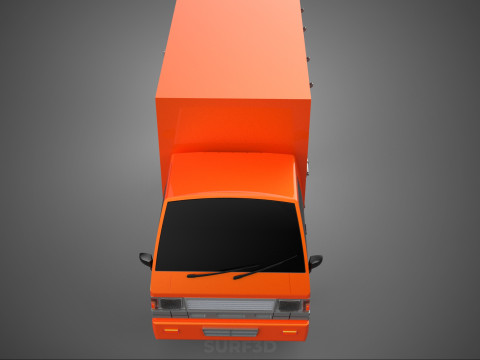 ORANGE PACKAGE MAIL POST SERVICE DELIVERY PARCEL BOX TRUCK VAN 3D 模型