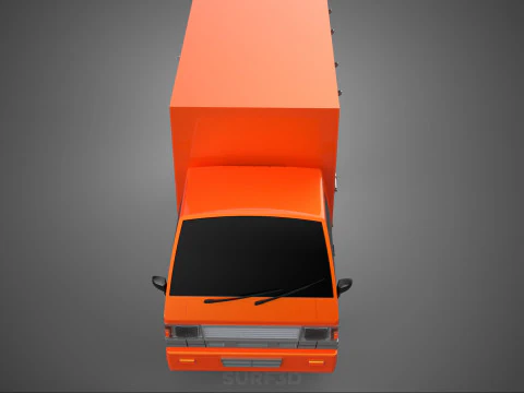 ORANGE PACKAGE MAIL POST SERVICE DELIVERY PARCEL BOX TRUCK VAN 3D Model