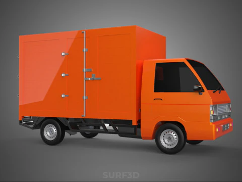 ORANGE PACKAGE MAIL POST SERVICE DELIVERY PARCEL BOX TRUCK VAN 3D Model