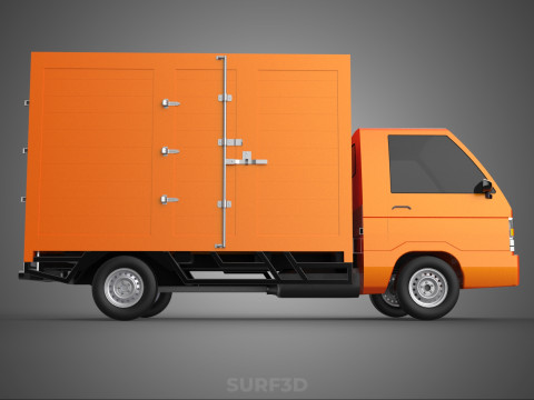 ORANGE PACKAGE MAIL POST SERVICE DELIVERY PARCEL BOX TRUCK VAN 3D 模型