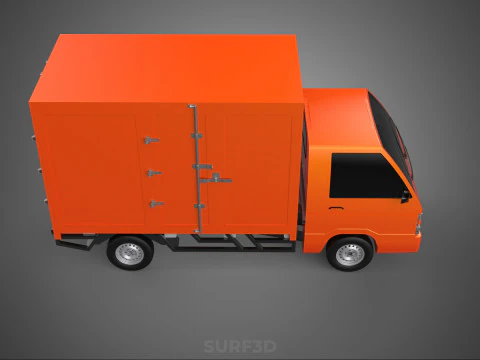 ORANGE PACKAGE MAIL POST SERVICE DELIVERY PARCEL BOX TRUCK VAN 3D Model
