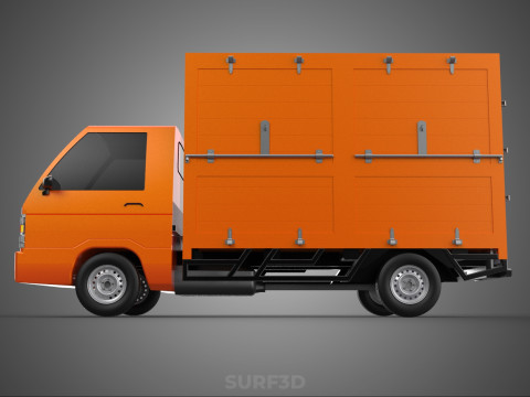 ORANGE PACKAGE MAIL POST SERVICE DELIVERY PARCEL BOX TRUCK VAN 3D 模型