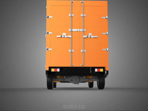 ORANGE PACKAGE MAIL POST SERVICE DELIVERY PARCEL BOX TRUCK VAN 3D Model