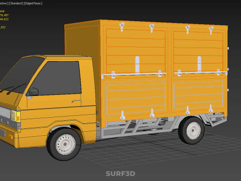 ORANGE PACKAGE MAIL POST SERVICE DELIVERY PARCEL BOX TRUCK VAN 3D Model