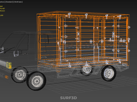 ORANGE PACKAGE MAIL POST SERVICE DELIVERY PARCEL BOX TRUCK VAN 3D 模型