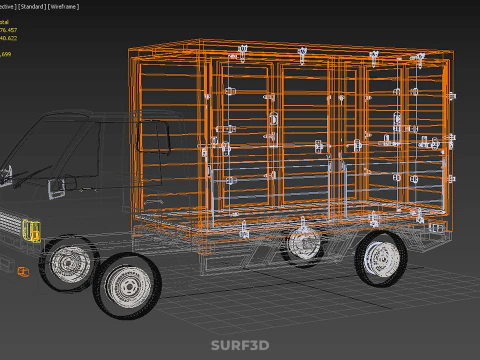 ORANGE PACKAGE MAIL POST SERVICE DELIVERY PARCEL BOX TRUCK VAN 3D Model