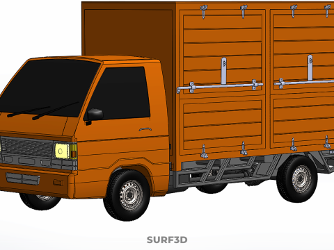 ORANGE PACKAGE MAIL POST SERVICE DELIVERY PARCEL BOX TRUCK VAN 3D 模型