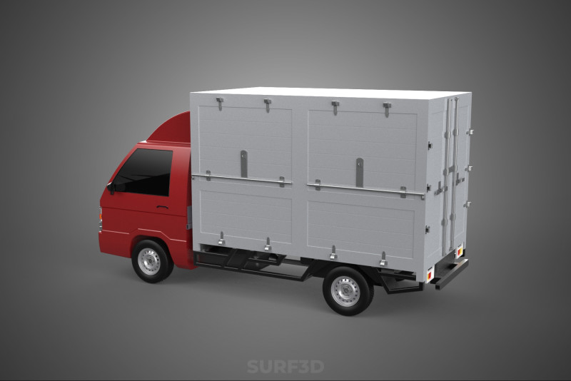 CARGO BOX TRUCK PICKUP FREIGHT CUBE VAN CAR COURIER PARCEL CARRY 3D 模型 .c4d .max .obj .3ds .fbx .stl .blend