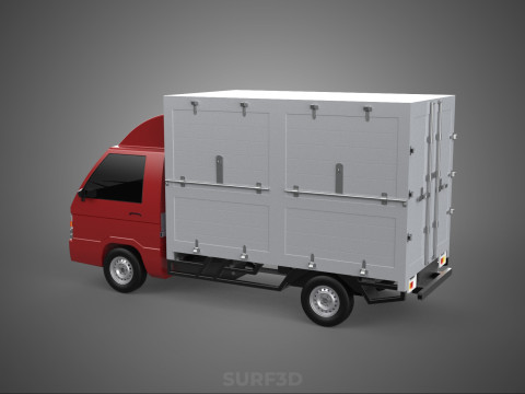 CARGO BOX TRUCK PICKUP FREIGHT CUBE VAN CAR COURIER PARCEL CARRY Modèle 3D