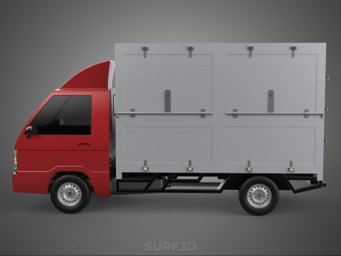 CARGO BOX TRUCK PICKUP FREIGHT CUBE VAN CAR COURIER PARCEL CARRY 3D 模型