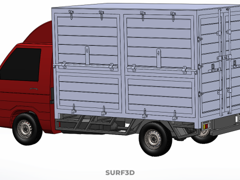 CARGO BOX TRUCK PICKUP FREIGHT CUBE VAN CAR COURIER PARCEL CARRY 3D 模型