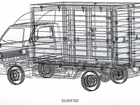 CARGO BOX TRUCK PICKUP FREIGHT CUBE VAN CAR COURIER PARCEL CARRY 3D 模型
