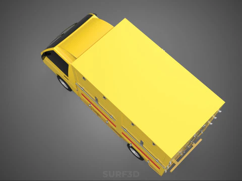 GENERIC YELLOW SMALL DELIVERY TRUCK EXPRESS BOX PICKUP CARGO VAN 3D Model