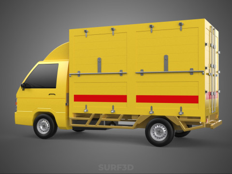 GENERIC YELLOW SMALL DELIVERY TRUCK EXPRESS BOX PICKUP CARGO VAN 3D 模型