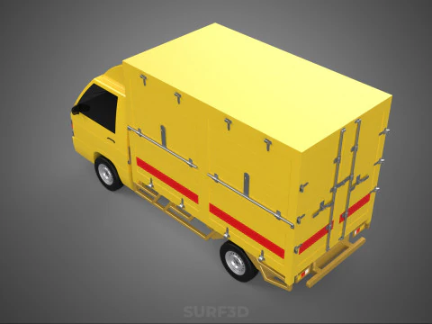 GENERIC YELLOW SMALL DELIVERY TRUCK EXPRESS BOX PICKUP CARGO VAN 3D Model