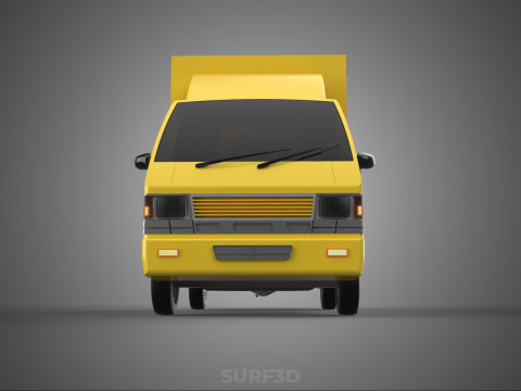 GENERIC YELLOW SMALL DELIVERY TRUCK EXPRESS BOX PICKUP CARGO VAN 3D 模型