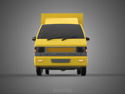 GENERIC YELLOW SMALL DELIVERY TRUCK EXPRESS BOX PICKUP CARGO VAN 3D Model