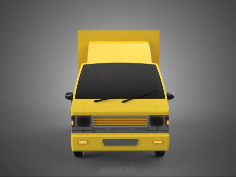GENERIC YELLOW SMALL DELIVERY TRUCK EXPRESS BOX PICKUP CARGO VAN 3D Model
