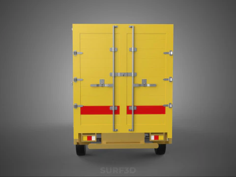 GENERIC YELLOW SMALL DELIVERY TRUCK EXPRESS BOX PICKUP CARGO VAN 3D Model