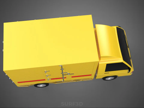 GENERIC YELLOW SMALL DELIVERY TRUCK EXPRESS BOX PICKUP CARGO VAN 3D Model