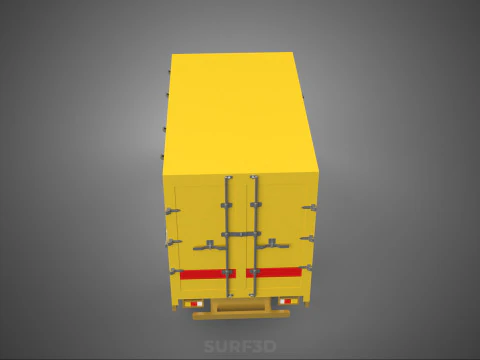 GENERIC YELLOW SMALL DELIVERY TRUCK EXPRESS BOX PICKUP CARGO VAN 3D Model