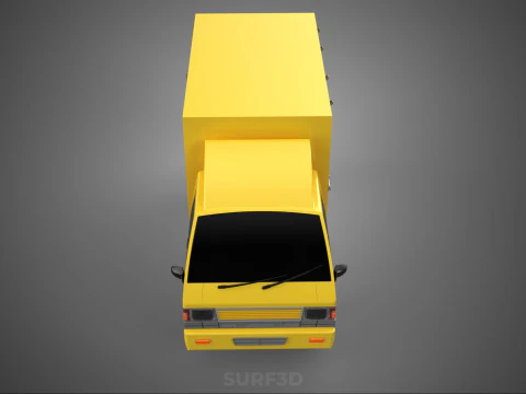 GENERIC YELLOW SMALL DELIVERY TRUCK EXPRESS BOX PICKUP CARGO VAN 3D Model