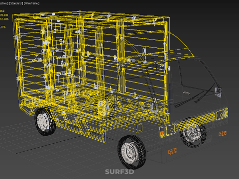 GENERIC YELLOW SMALL DELIVERY TRUCK EXPRESS BOX PICKUP CARGO VAN 3D 模型