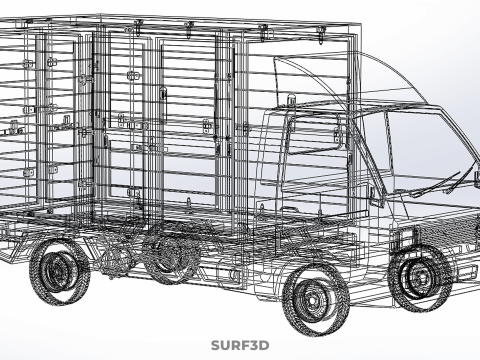 GENERIC YELLOW SMALL DELIVERY TRUCK EXPRESS BOX PICKUP CARGO VAN 3D 模型