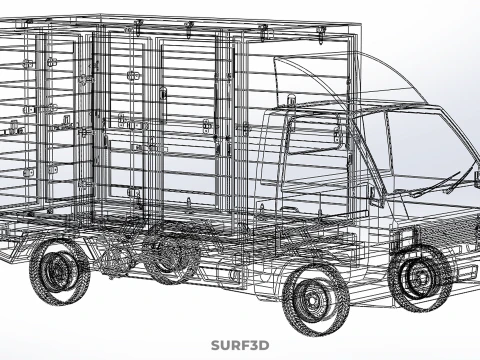 GENERIC YELLOW SMALL DELIVERY TRUCK EXPRESS BOX PICKUP CARGO VAN 3D Model