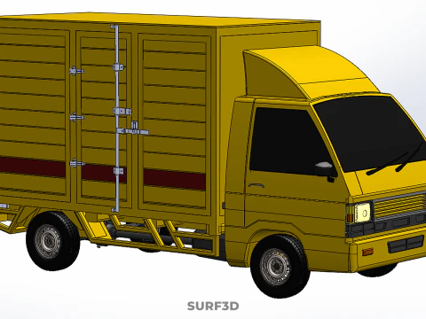 GENERIC YELLOW SMALL DELIVERY TRUCK EXPRESS BOX PICKUP CARGO VAN 3D Model