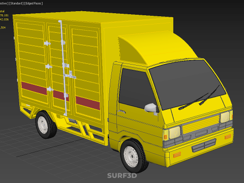 GENERIC YELLOW SMALL DELIVERY TRUCK EXPRESS BOX PICKUP CARGO VAN 3D 模型