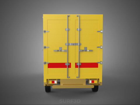 DHL CARGO BOX TRUCK PICKUP FREIGHT CUBE VAN CAR COURIER PARCEL 3D Model