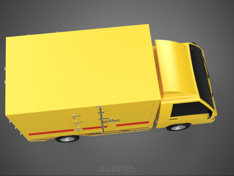 DHL CARGO BOX TRUCK PICKUP FREIGHT CUBE VAN CAR COURIER PARCEL 3D Model
