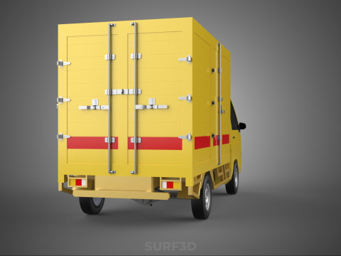 DHL CARGO BOX TRUCK PICKUP FREIGHT CUBE VAN CAR COURIER PARCEL 3D Model
