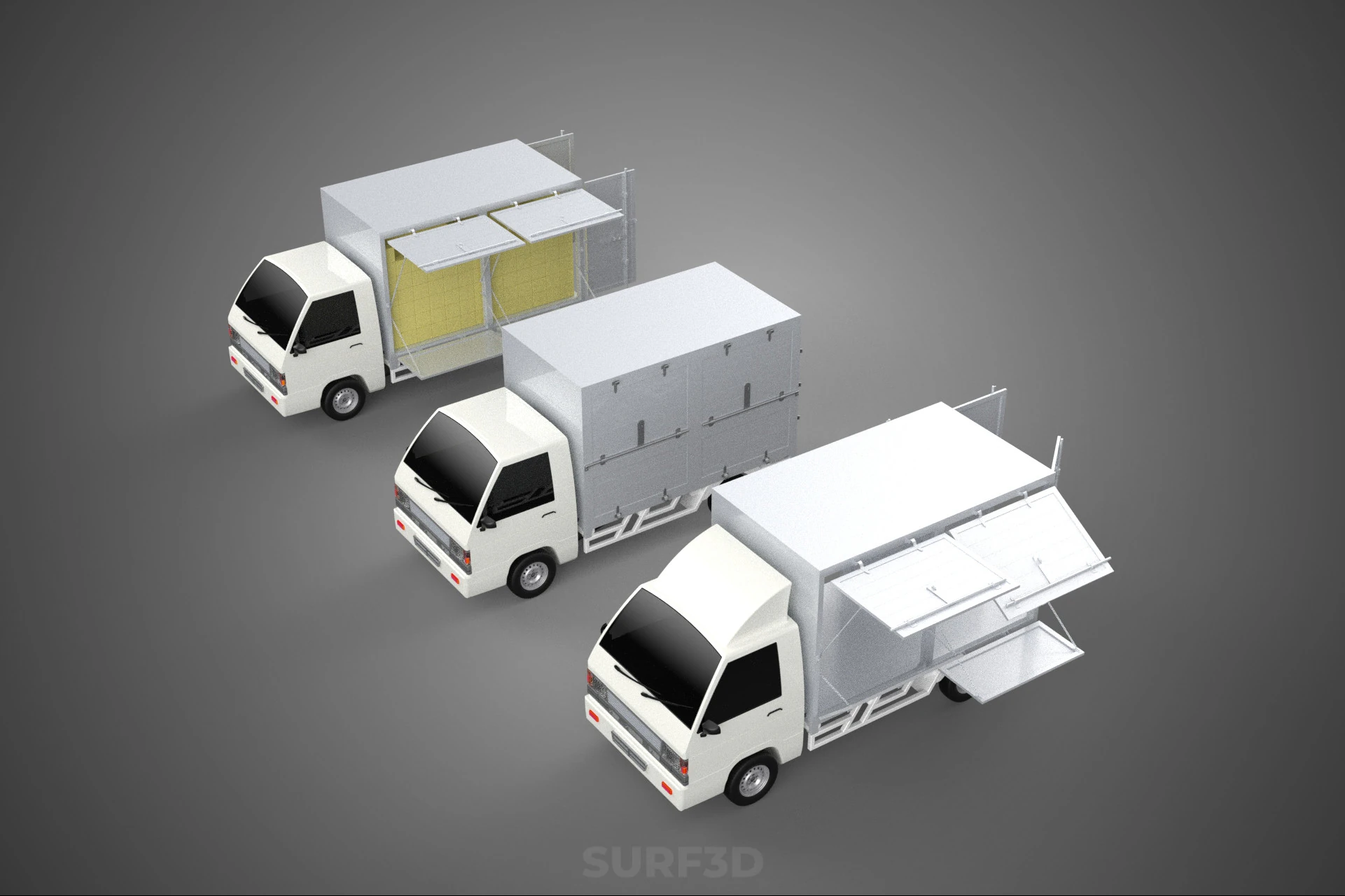 COLLECTION BOX TRUCK DELIVERY CARGO PICKUP FREIGHT CUBE VAN CAR 3D Model .c4d .max .obj .3ds .fbx .stl .blend 