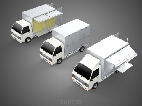 COLLECTION BOX TRUCK DELIVERY CARGO PICKUP FREIGHT CUBE VAN CAR 3D Model