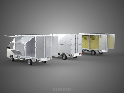 COLLECTION BOX TRUCK DELIVERY CARGO PICKUP FREIGHT CUBE VAN CAR 3D Model