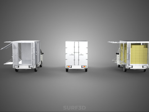 COLLECTION BOX TRUCK DELIVERY CARGO PICKUP FREIGHT CUBE VAN CAR 3D Model