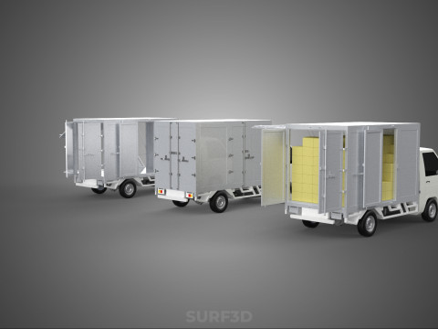 COLLECTION BOX TRUCK DELIVERY CARGO PICKUP FREIGHT CUBE VAN CAR 3D Model