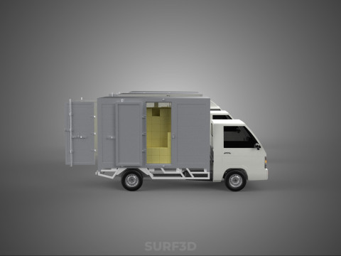COLLECTION BOX TRUCK DELIVERY CARGO PICKUP FREIGHT CUBE VAN CAR 3D Model