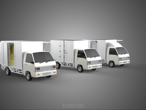 COLLECTION BOX TRUCK DELIVERY CARGO PICKUP FREIGHT CUBE VAN CAR 3D Model
