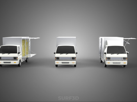 COLLECTION BOX TRUCK DELIVERY CARGO PICKUP FREIGHT CUBE VAN CAR 3D Model