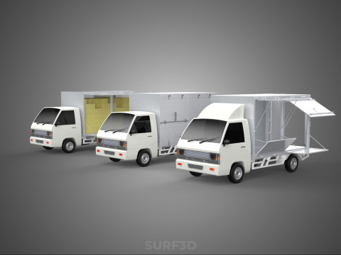 COLLECTION BOX TRUCK DELIVERY CARGO PICKUP FREIGHT CUBE VAN CAR 3D Model